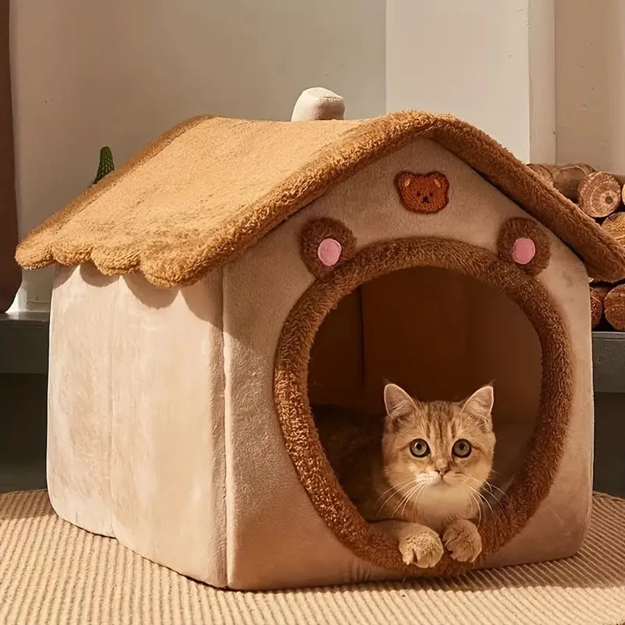 Foldable Pet House Removable Washable Cat House Puppy Cave Sofa Pet Bed House for Extra Small Dogs and Small and Medium Cats 