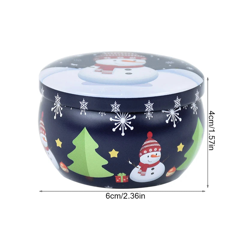 1Pc Christmas Aromatherapy Candle Jars Round Tinplate Scented Candle Xmas New Year Party Home Decor Navidad Gift 2024