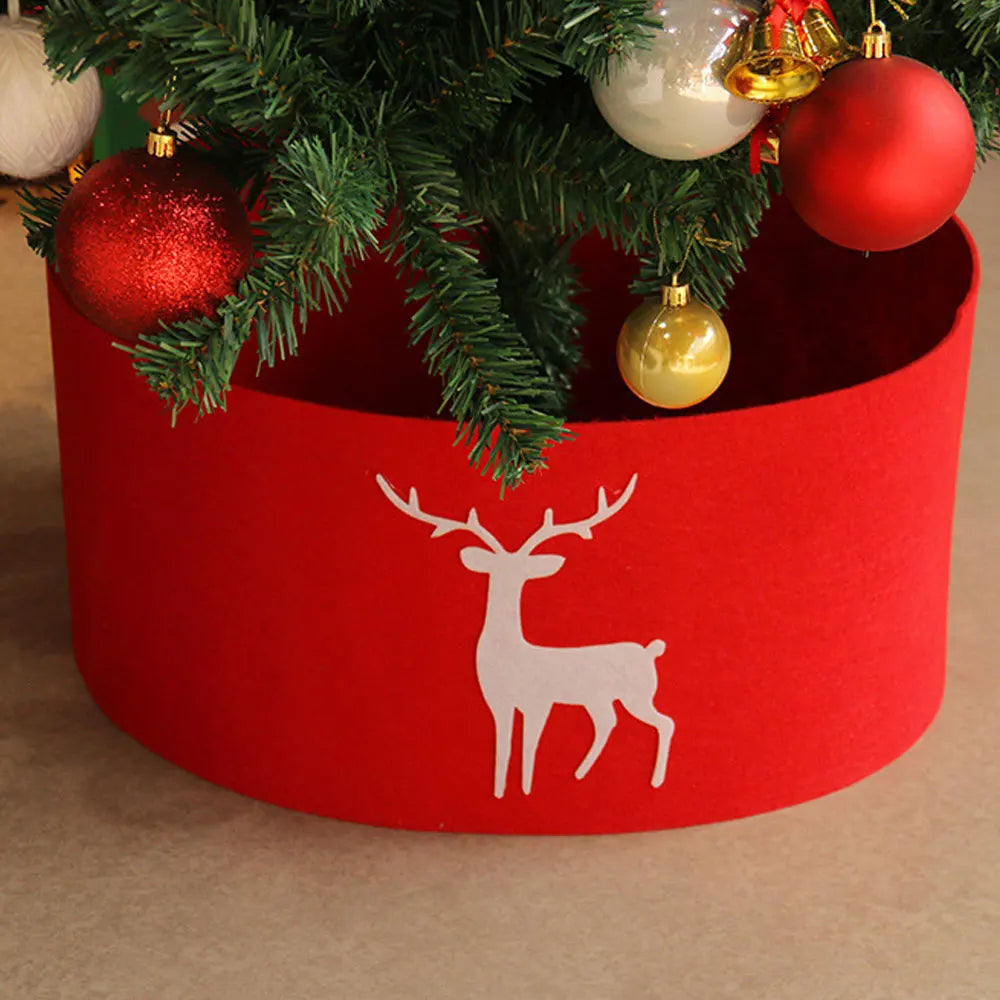 60/90/120CM Tree Skirt Christmas Tree Skir Xmas Tree Mat Christmas Tree Round Basket Elk Printed Christmas Tree Base Cover New 