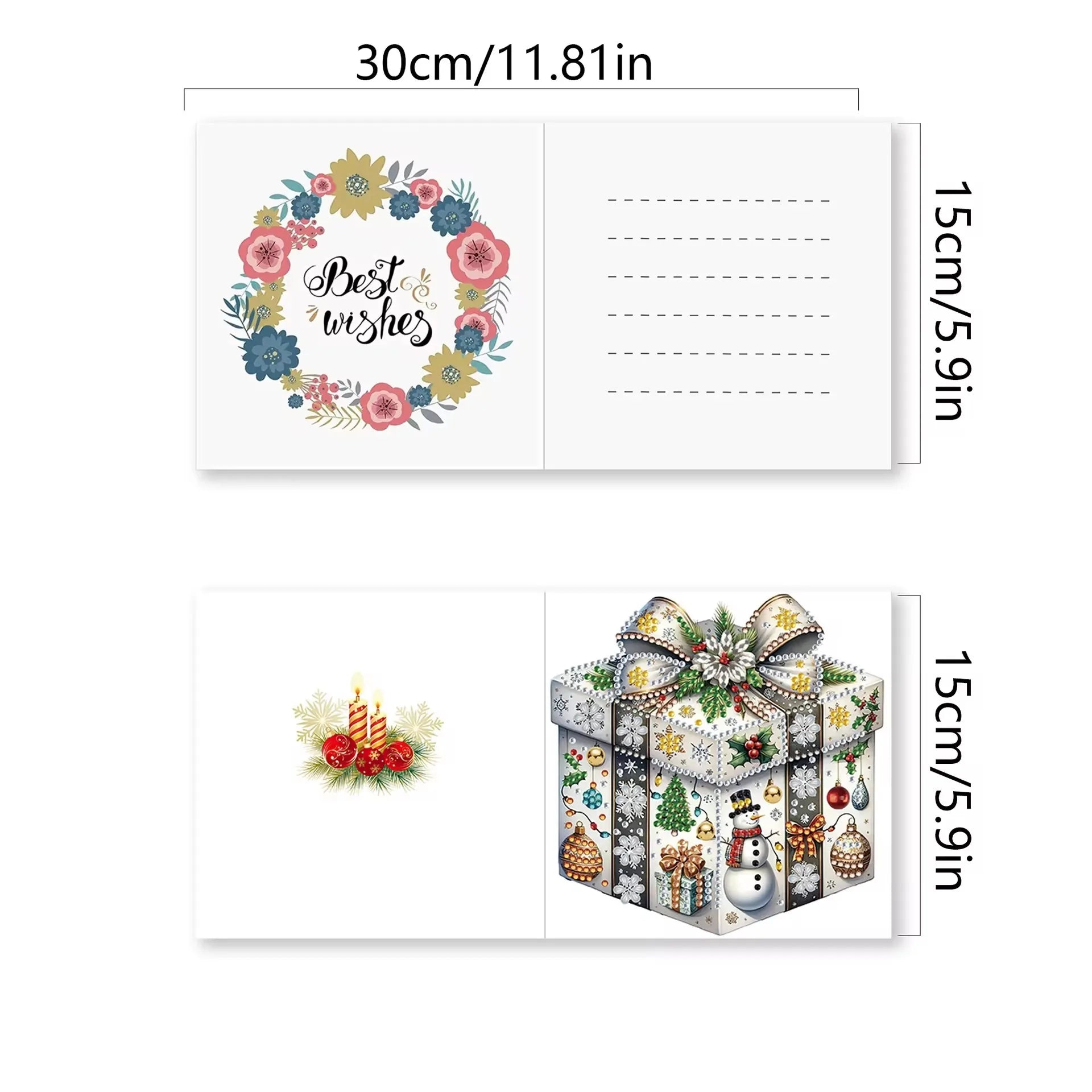 12pcs Christmas Cards Diamond Painting Card Diy Diamond Embroidery With Envelope Card Set Christmas Gift Festival Greeting Card