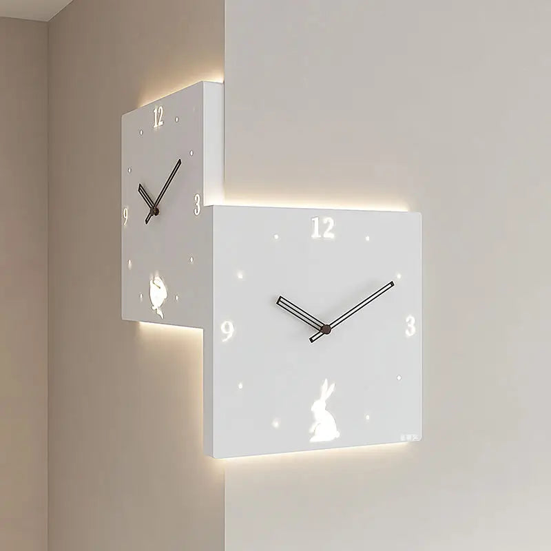 Creative Double-Sided Corner Wall Clock – Unique Personality Home Clock, Corner Clock Decoration, Wall Mute Clock