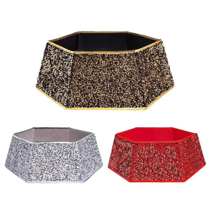 60X80X25cm Christmas Tree Collar Sequin Hexagon Christmas Tree Stand Base Cover Accessories Christmas Skirt For Artificial Tree 