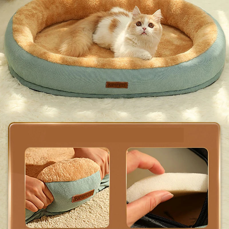 Kimpets Cat Bed Dog Pet Bed Kennel Non-Slip Winter Warm Small Dog Kennel Sleeping Removed Washed Soft Puppy Cushion Cat Supplies 