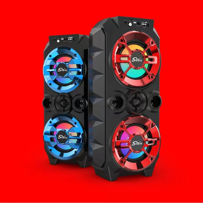 Outdoor Dual 4-Inch Boombox Bluetooth Speaker - Portable 360° Stereo Wireless Subwoofer for Square Dance & K Song 