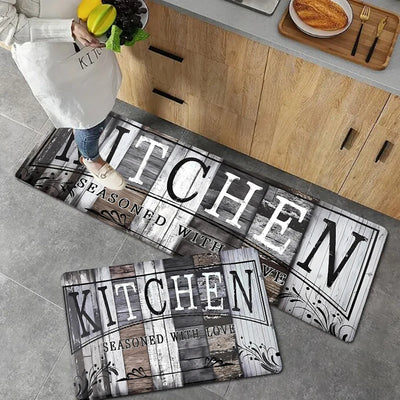 Retro Kitchen Carpet Floor Small Rug Home Decorative Mat Flannel Aniti-slip Doormat 4 Sizes 40x60cm 50x80cm 45x120cm 60x180cm 