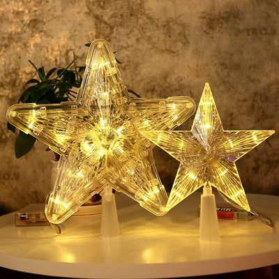 LED Pentagram Light Christmas Tree Top LED Light 2024 Christmas Luminous Transparent Decorative Light Line Length 15cm/23cm 