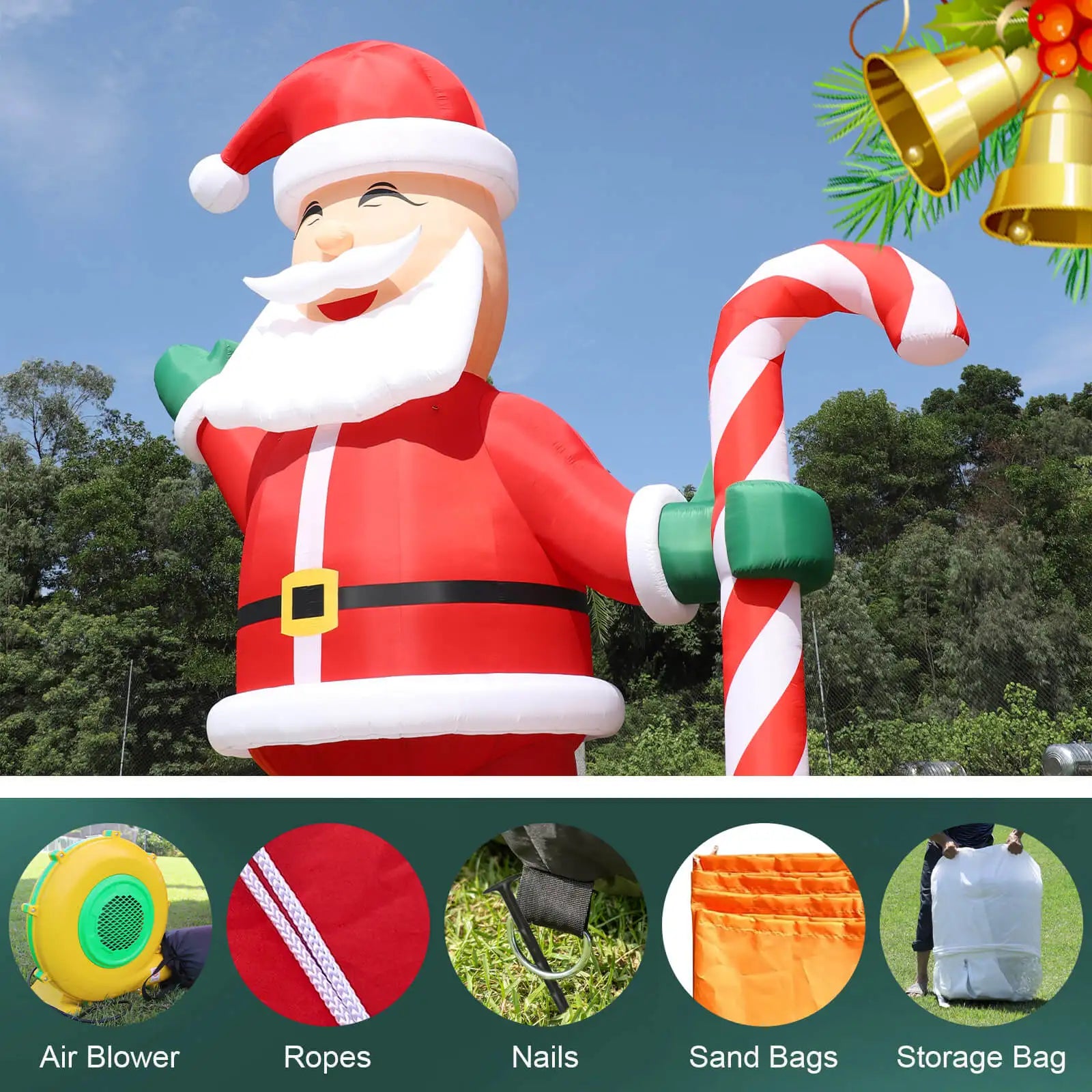 6/8/10m RTS Christmas Inflatable Santa Claus with Blower LED lighted Christmas Decorations Outdoor Yard Lawn Christmas Part