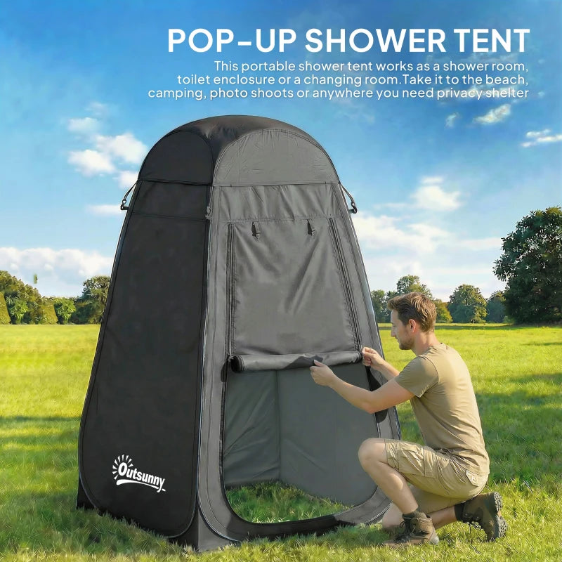 Pop Up Shower Tent, Portable Privacy Room for Outdoor Changing, Dressing, Fishing Storage with Carrying Bag, Black