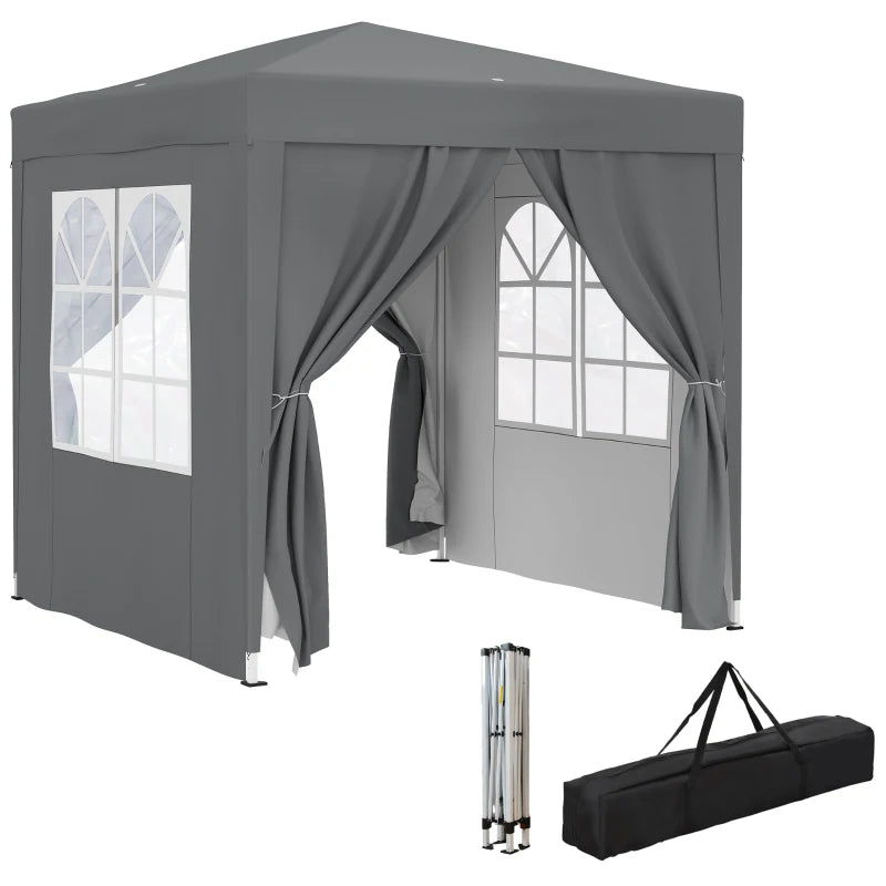 6.6'x6.6' Pop Up Canopy Tent with Sidewalls, Instant Sun Shelter Camping Gazebo with Carry Bag, Grey