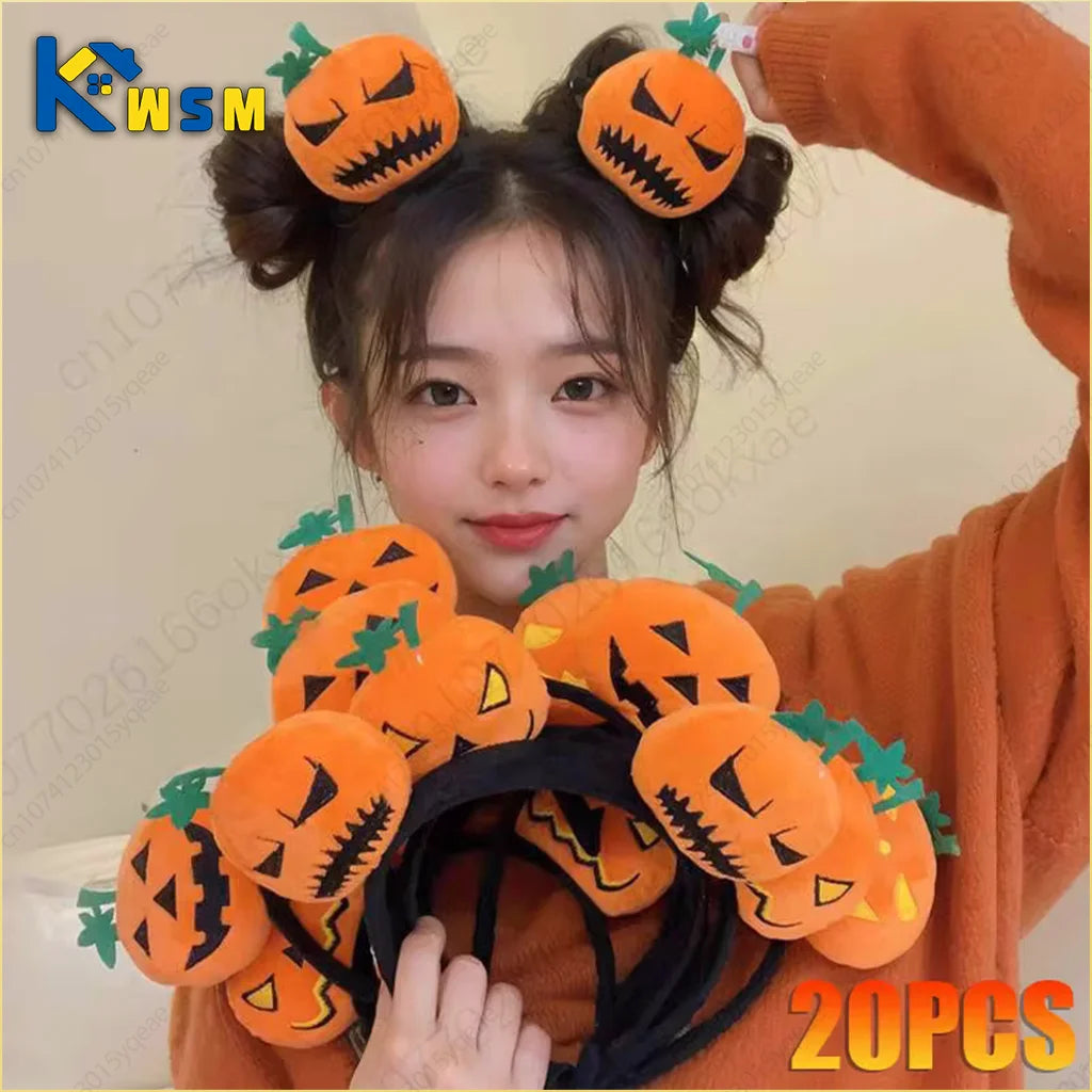 20PCS Halloween Spooky Pumpkin Hair Bands Quirky cute wash face headband women 2024 Halloween Party Hairpin Decoration Headpiece