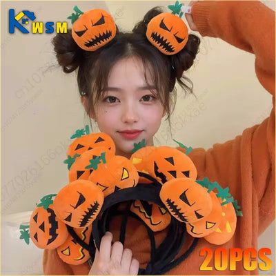 20PCS Halloween Spooky Pumpkin Hair Bands Quirky cute wash face headband women 2024 Halloween Party Hairpin Decoration Headpiece 