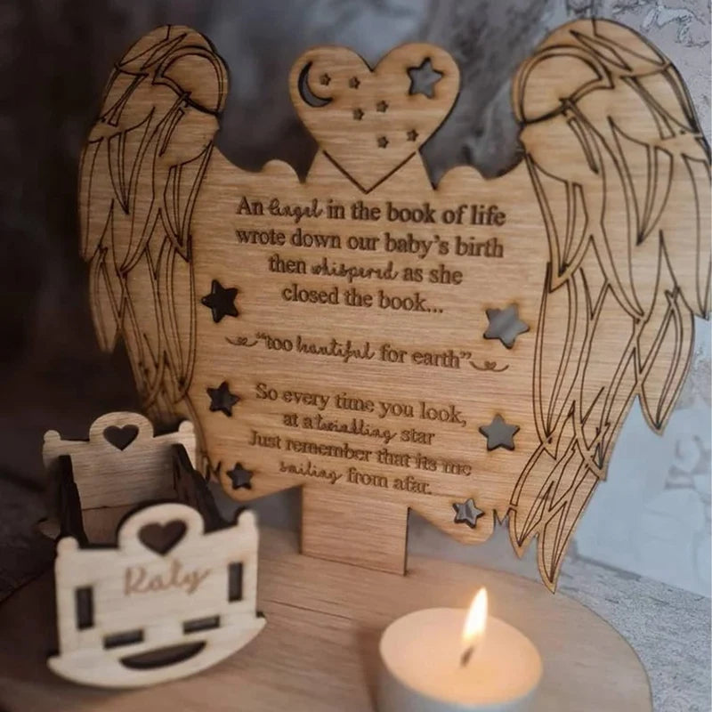 Christmas Remembrance Candle Ornament To Remember Loved Ones, Personalised Wooden Candle Holder Merry Xmas Memory 