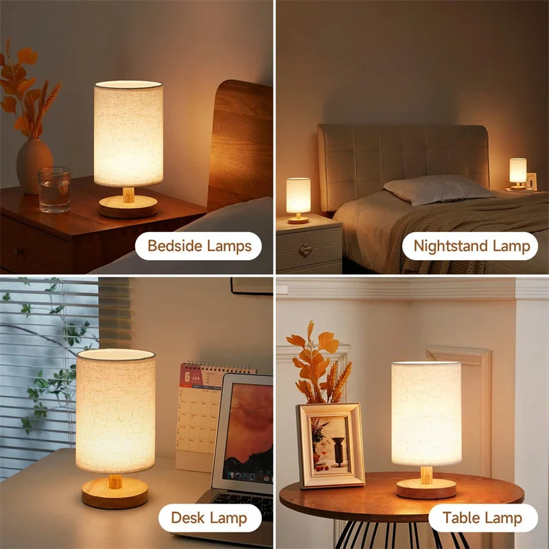 USB Powered Modern Nordic Wood Table Lamp – Night Light for Bedroom Illumination, Warm White, Wooden Bedside Lamp, Ideal Gift for Kids Room Decor