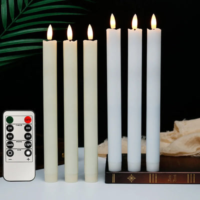 Flameless Flickering Led Candle Warm White 3D Wick Long Candles Light With Remote Control Halloween Christmas Home Wedding Decor 