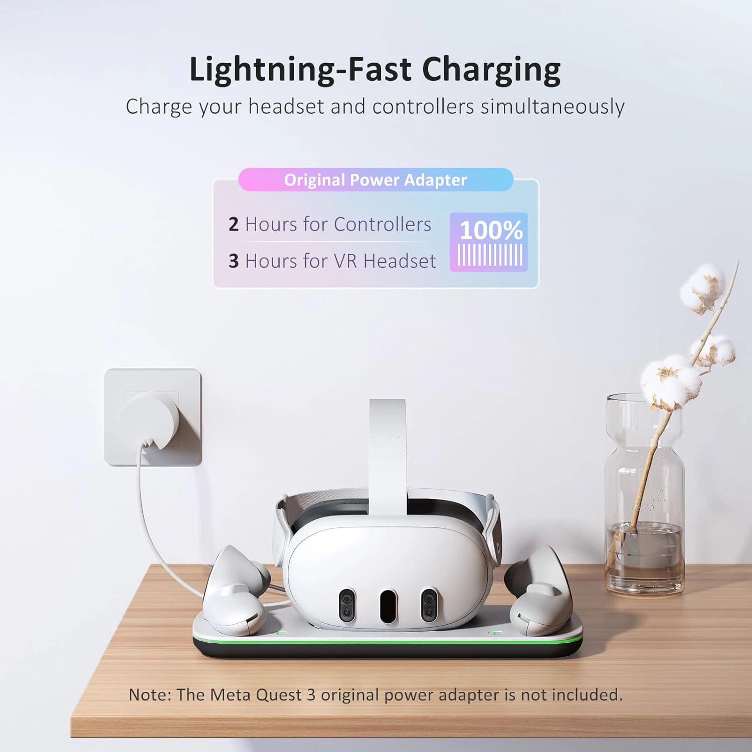 NexiGo Charging Dock for Meta Quest 3 - VR Charging Station with LED Light for Oculus Quest 3