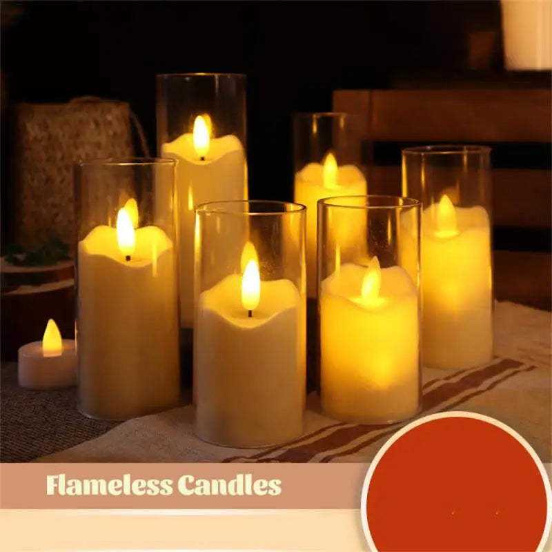 Led Flameless Electric Candles Lamp Acrylic Glass Battery Flickering Fake Tealight Candle Bulk For Wedding Christmas