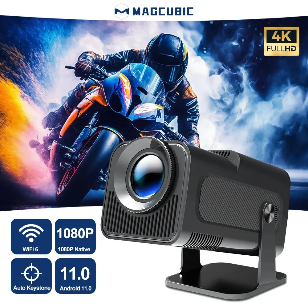 Magcubic Android 11 Projector – 390 ANSI Lumens, 4K Native 1080P, Dual WiFi6, BT5.0, Portable Outdoor Cinema Projector, Upgraded HY320