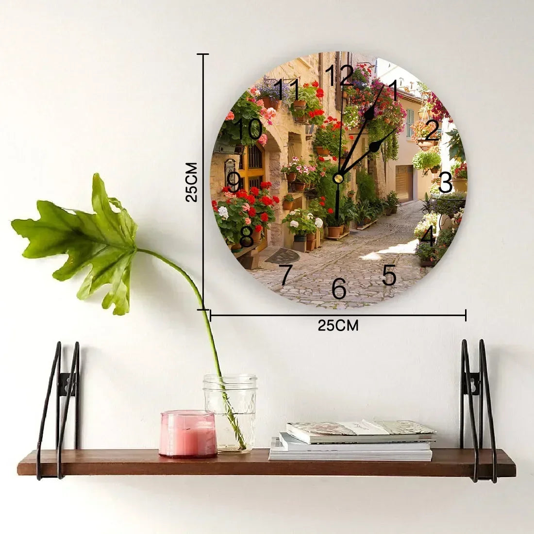 Town Street Flowers Clocks Wall Home Decoration Modern Kitchen Teen Room Bedroom Living Room Decor Wall Clock