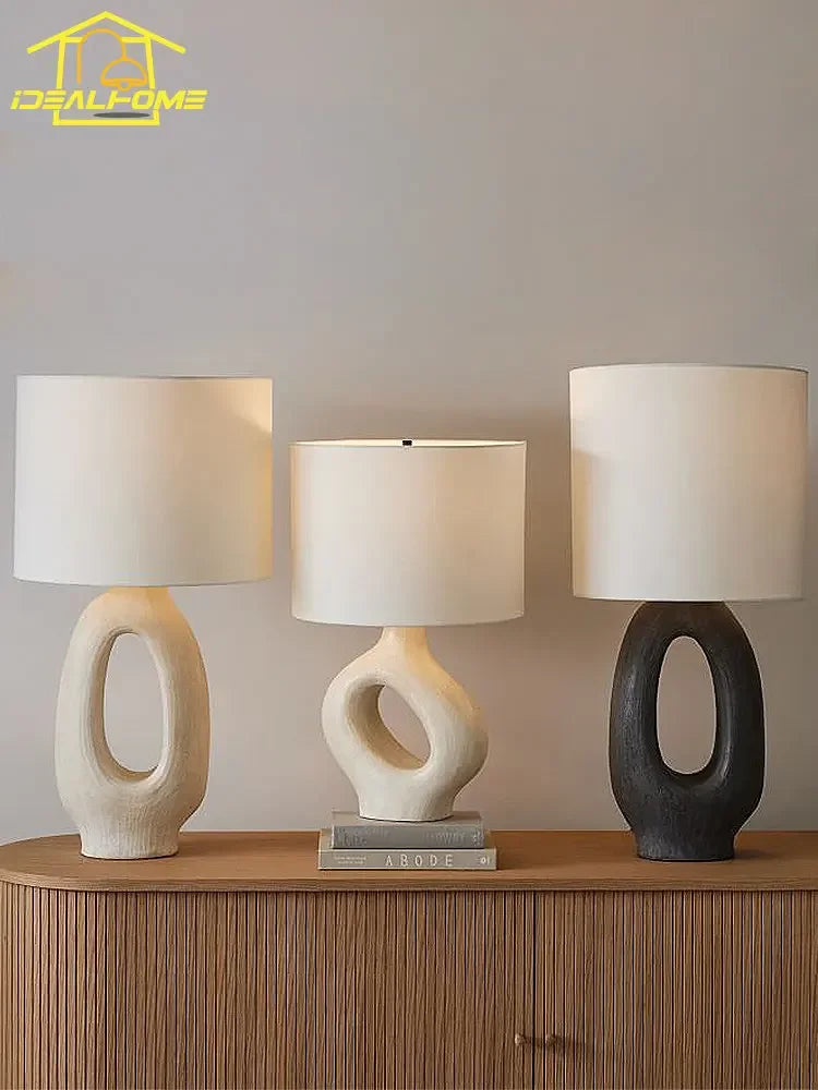 Designer Wabi-Sabi Modern Resin Table Lamp – LED E27, Art Decorative Desk Light for Living Room, Model Room, Bedside, and Coffee Tables 