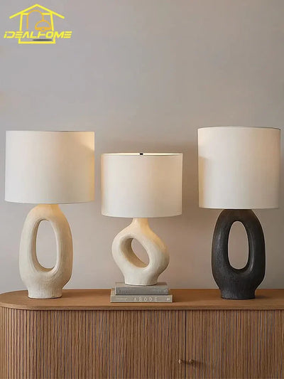 Designer Wabi-Sabi Modern Resin Table Lamp – LED E27, Art Decorative Desk Light for Living Room, Model Room, Bedside, and Coffee Tables 