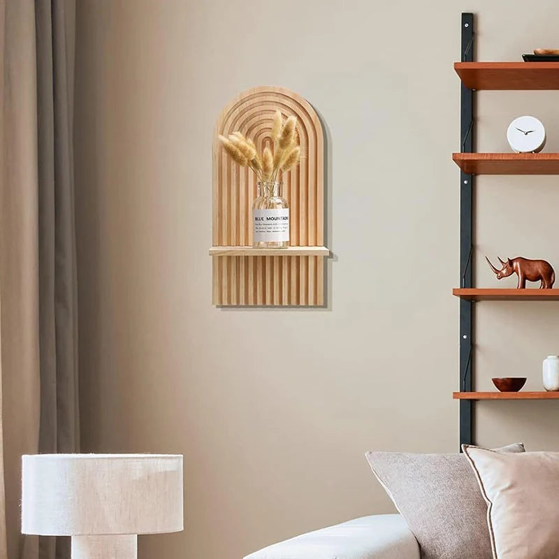 Bohemian Wall Mounted Bookshelf Creative Boho Wind Pine Hanging Rack Pine Wall Hanging Display Rack Home Decor 
