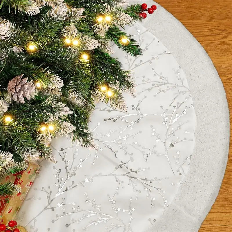 1pc Xmas Party White Home Plush Christmas Tree Ornament Tree Skirt Christmas Tree Decoration Christmas Tree Mat for Under Tree