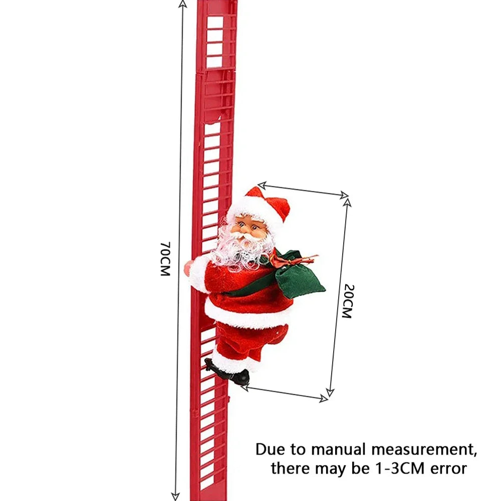 2025 Christmas Ornaments Gift Electric Climbing Ladder Music Santa Claus Doll Toys Decoration Merry Christmas Tree Hanging Decor 