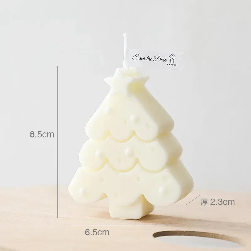 Ins Macaron Candle Handmade Christmas Tree Snowflake   Creative Xmas Bean Wax Aromatherapy Scene Party Decoration 