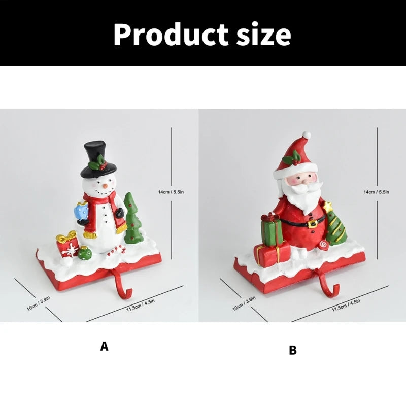 Christmas 3D Snowman Stocking Holder Resin Snowman Stocking Stand for Christmas Decors Mantle Hanger Holiday Charm