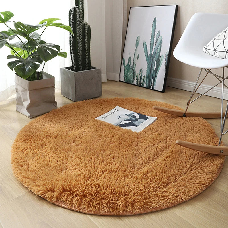 Fluffy Wool Rug Living Room Carpets Faux Fur Round Mat Kids Room Long Plush Rugs Home Bedroom Decor Shaggy Carpet 
