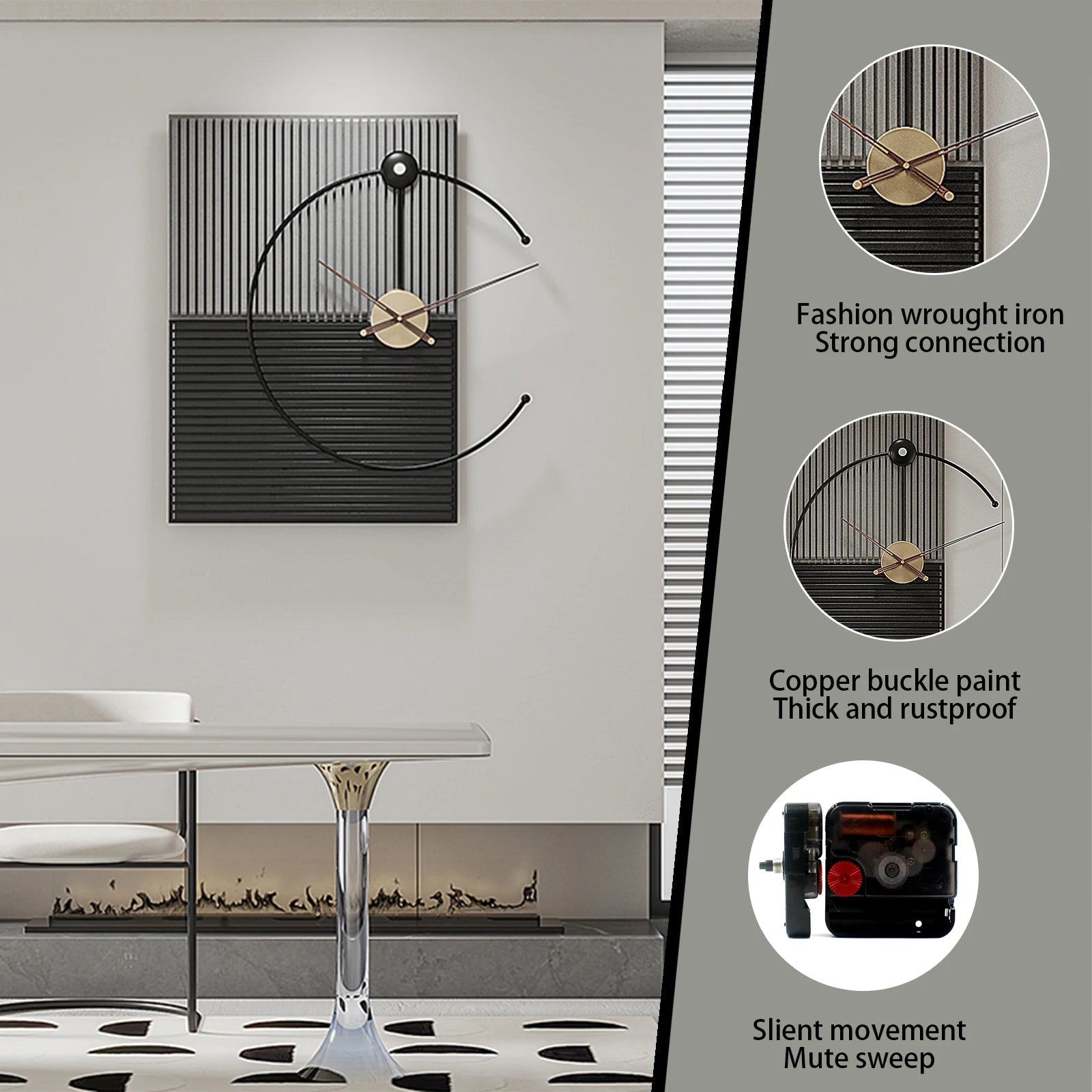 Large Wall Clock for Living Room Decor Handmade Seashells Modern Walnut Pointer Metal Frame Wall Decor Silent Non Ticking Clocks 