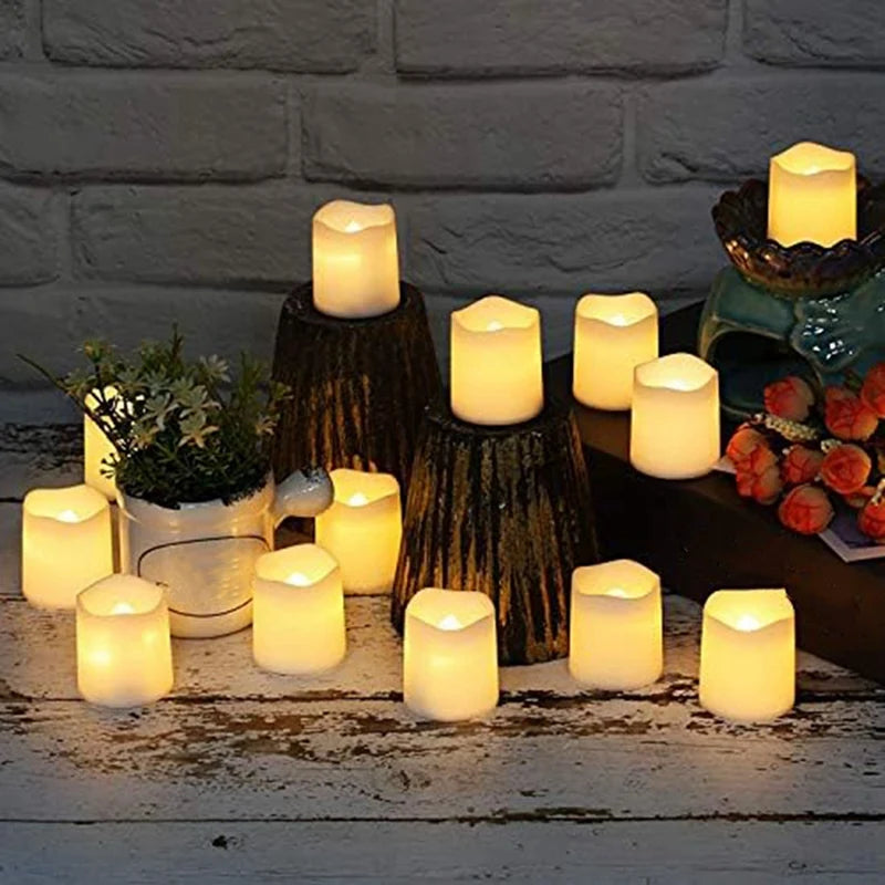 24 PCS Flameless Wishing Candles + Batteries Suitable For Halloween And Christmas Decorate