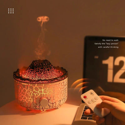 560ml Volcano Flame Air Humidifier – Aromatherapy Diffuser, Essential Oil Jellyfish Smoke Aroma, Room Fragrance Decor 