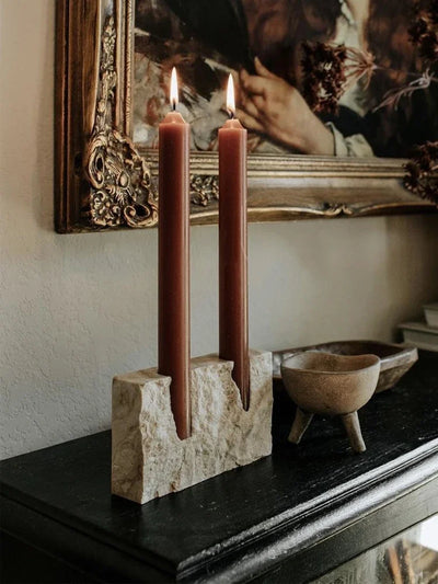 Marble Candlestick Holder for Wedding Dinning Party Vintage Travertine Stone Taper Candle Holder for Table Centerpiece 2024 New 