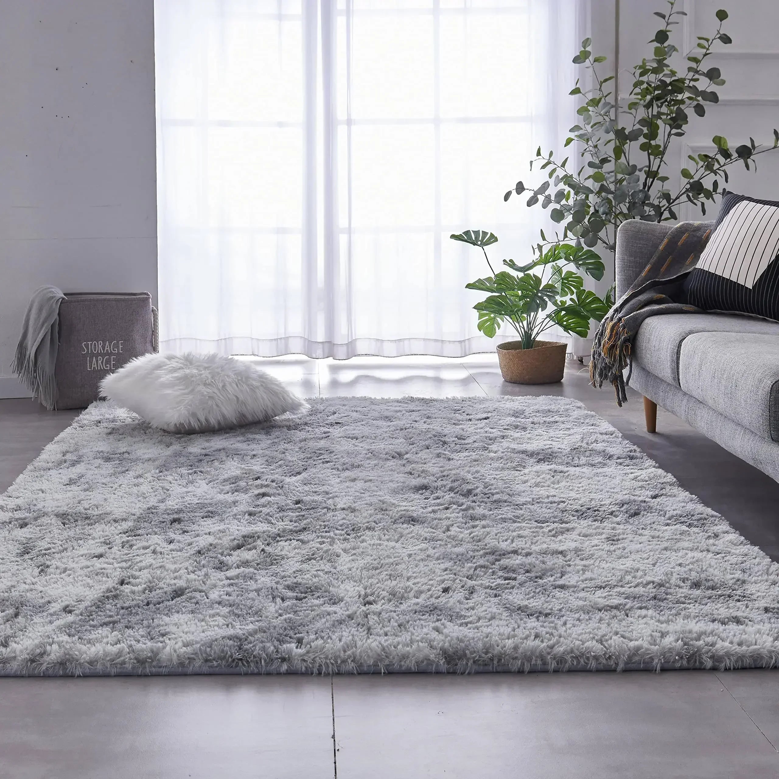 Carpets For Living Room Modern Sofas Grey Fluffy Carpet Bedroom Decoration Anti-slip Furry Large Rug Washable Floor Covering Mat 