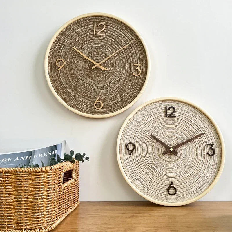 Solid Wood Silent Wall Clock - Modern Nordic Style for Living Room, Simple and Decorative Art