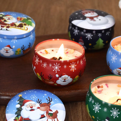 1pcs Christmas Aromatherapy Candles Santa Claus Snowmen Tin Cans Candle Christmas Decoration For Home Xmas New Year 2024 Navidad 