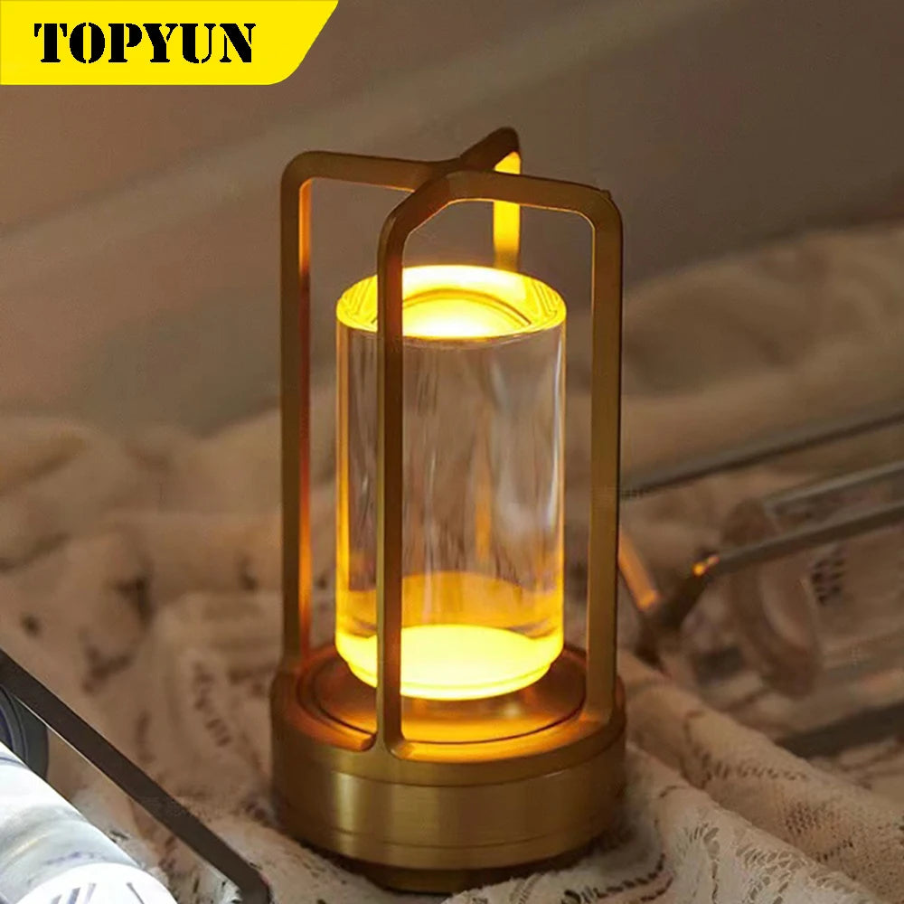 LED Crystal Table Lamp - Rechargeable Touch Night Lamp for Bedroom Bedside, Restaurant Decor