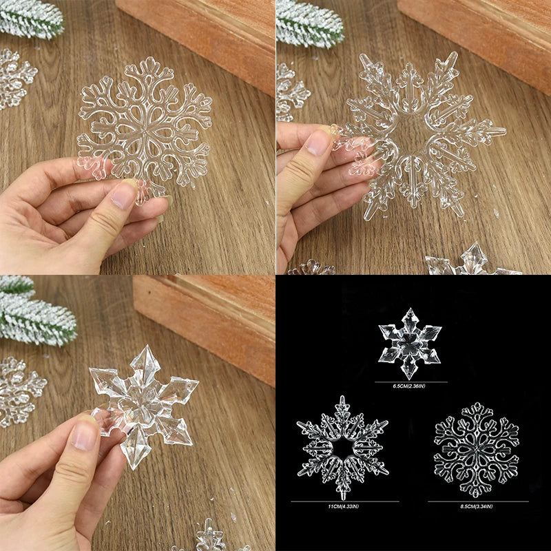 3/5pcs Christmas Ice Snowflake Pendants Transparent Snowflake Icicle Xmas Tree Hanging Decoration For Home New Year Navidad Gift