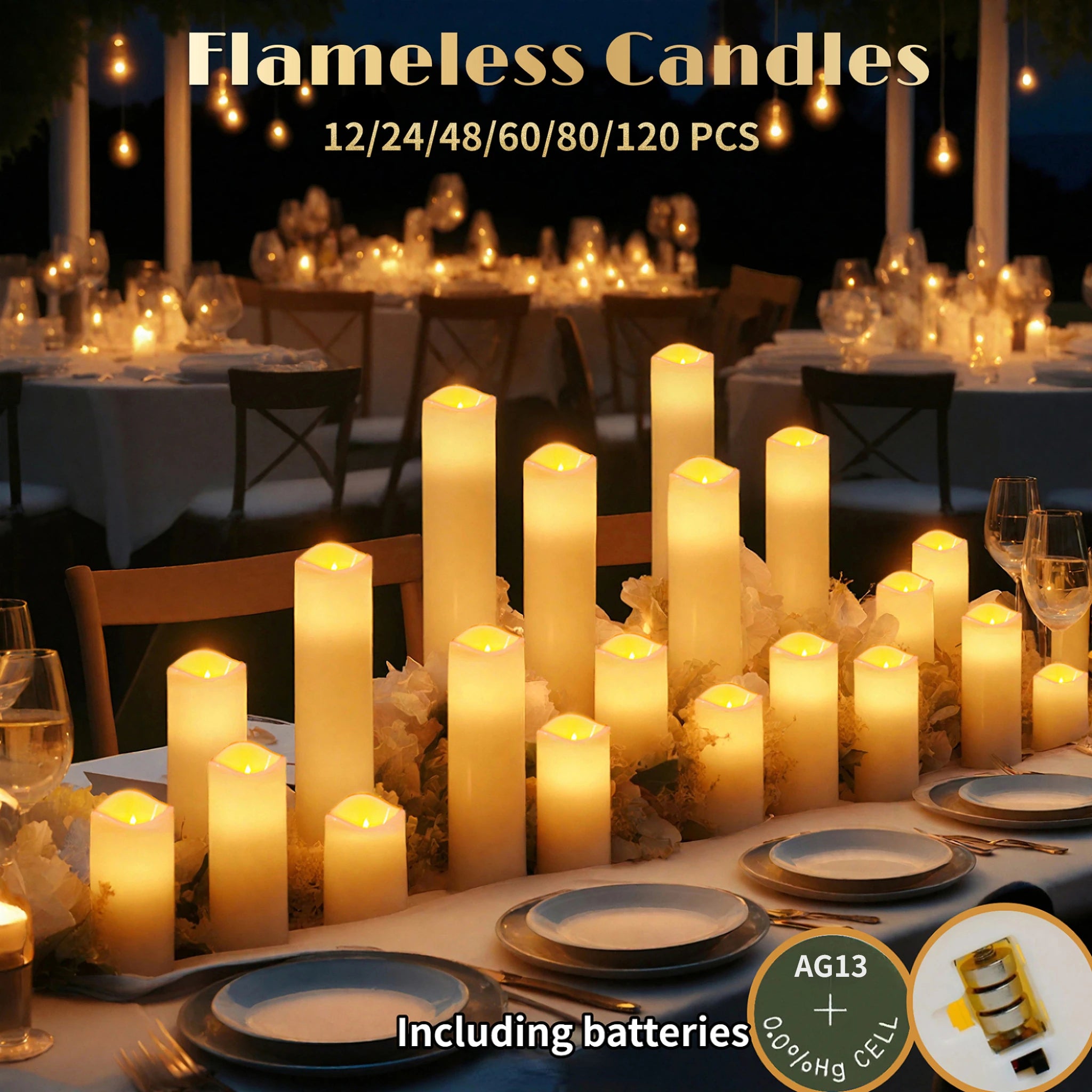 120-10Pcs Flameless Candles Battery Operated Candles Wedding Decor Led Candles Flickering Tea Lights Candle Candlelight Concert 