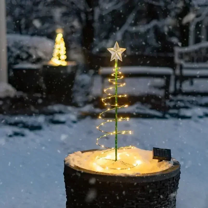 Solar Christmas Tree Light Outdoor Garden Stand Garden LED Ground Lamp String Saterproof IP65 Star Lantern Decorative Light