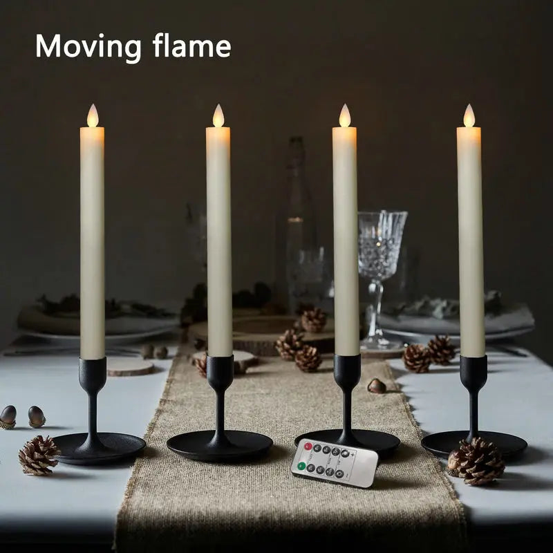 Remote controlled Led Taper Candle Moving Wick Flickering Window tea Light Battery Operated Christmas Home Table Decoration-H10"