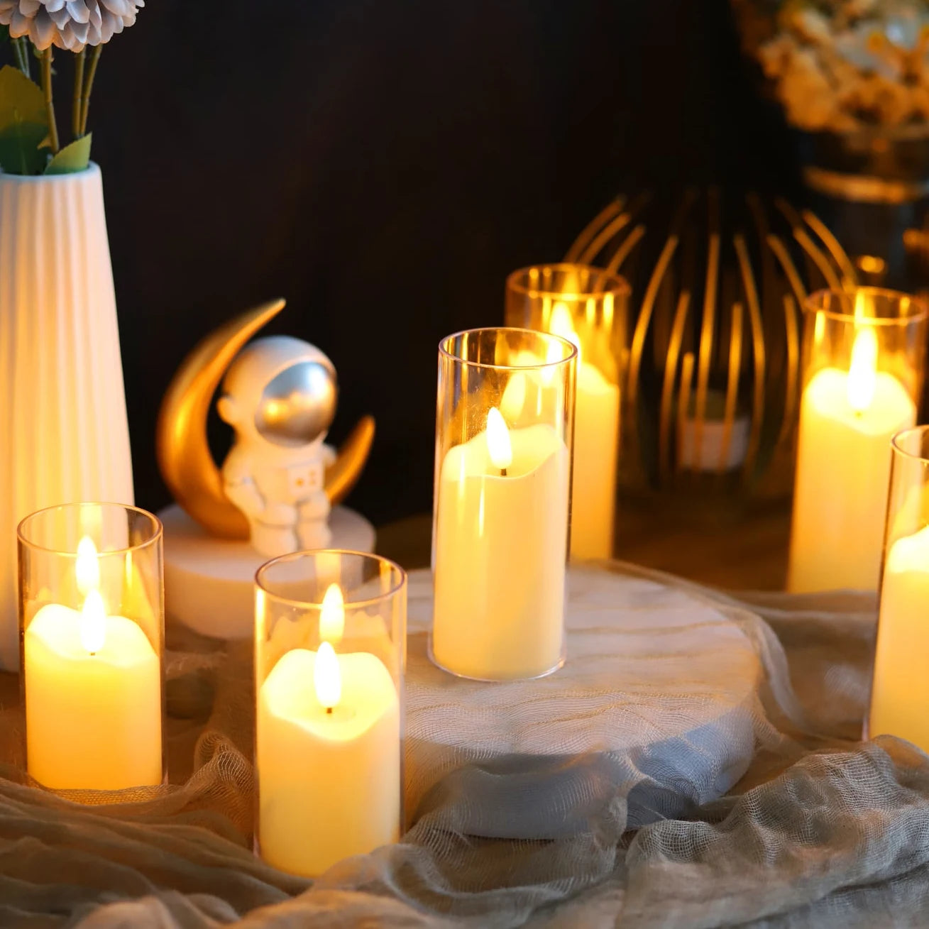 12Pc Electric Candles LED Flameless Light Simulation Acrylic Candle Wedding Romantic Candle Lamp Party Christmas Home Decoration