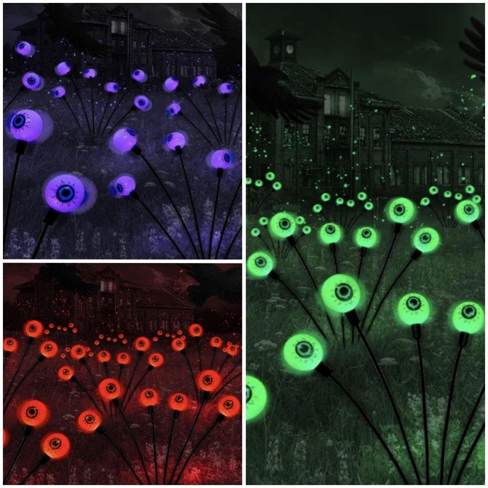 1-6PCS Halloween LED Eyeball Lights Solar Garden Lawn Lights Outdoor Scary Decoration Lights Halloween Party Decoration