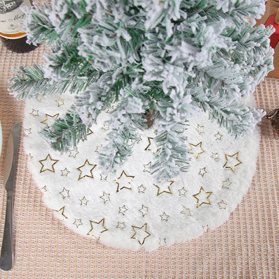 Mini 40cm Christmas Tree Skirt Desktop Xmas Tree Snowflake White Fur Base Mat Carpet 2024 Christmas Decorations For Home Navidad 