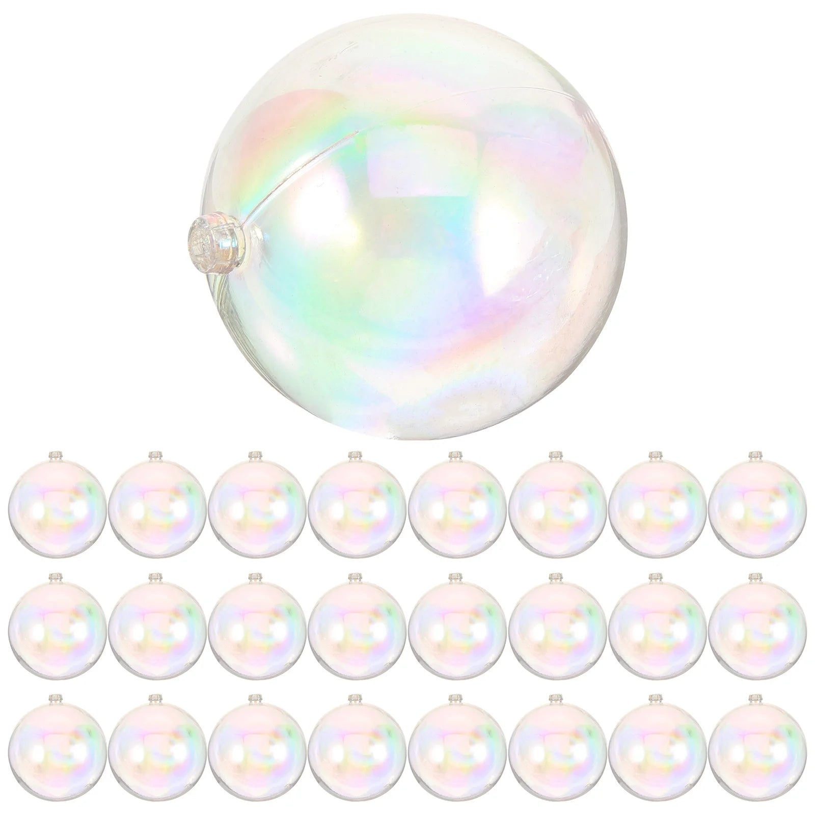 25 Pcs Christmas Decoration Ball Balls Clear Iridescent Ornaments Shatterproof Decorations Plastic Xmas Mold