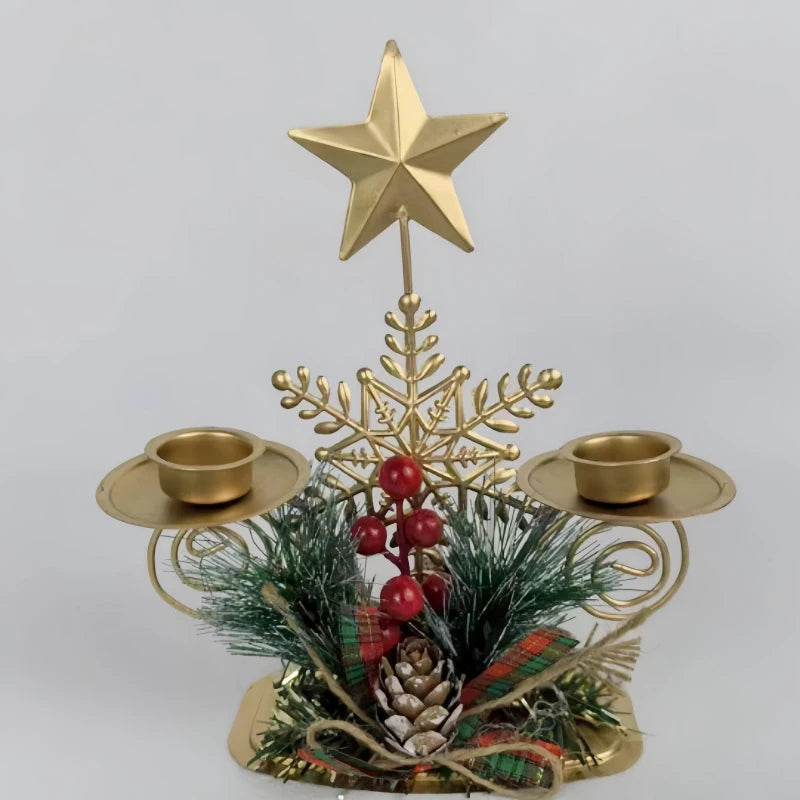 Christmas Golden Iron Candle Holder Window Table Decoration Christmas Holiday Decoration Christmas Decorations Iron Candlestick