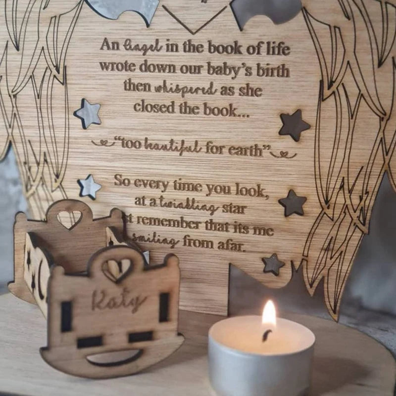 Christmas Remembrance Candle Ornament To Remember Loved Ones, Personalised Wooden Candle Holder Merry Xmas Memory