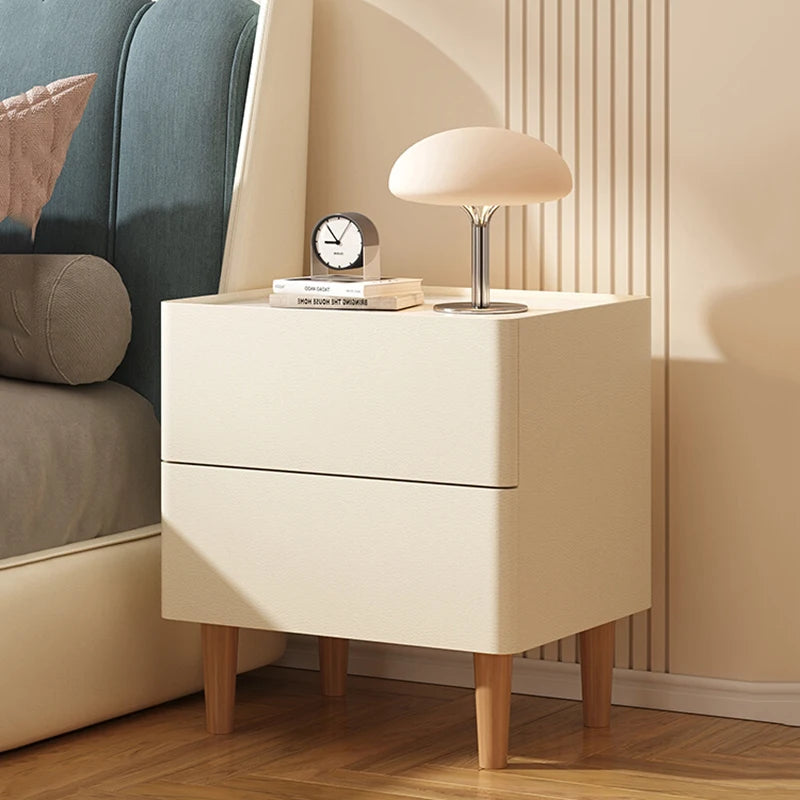 Aesthetic Minimalist Nightstand White Japanese Hidden Storage Luxury Bedside Table Drawers Space Saving Comodini Home Furniture 