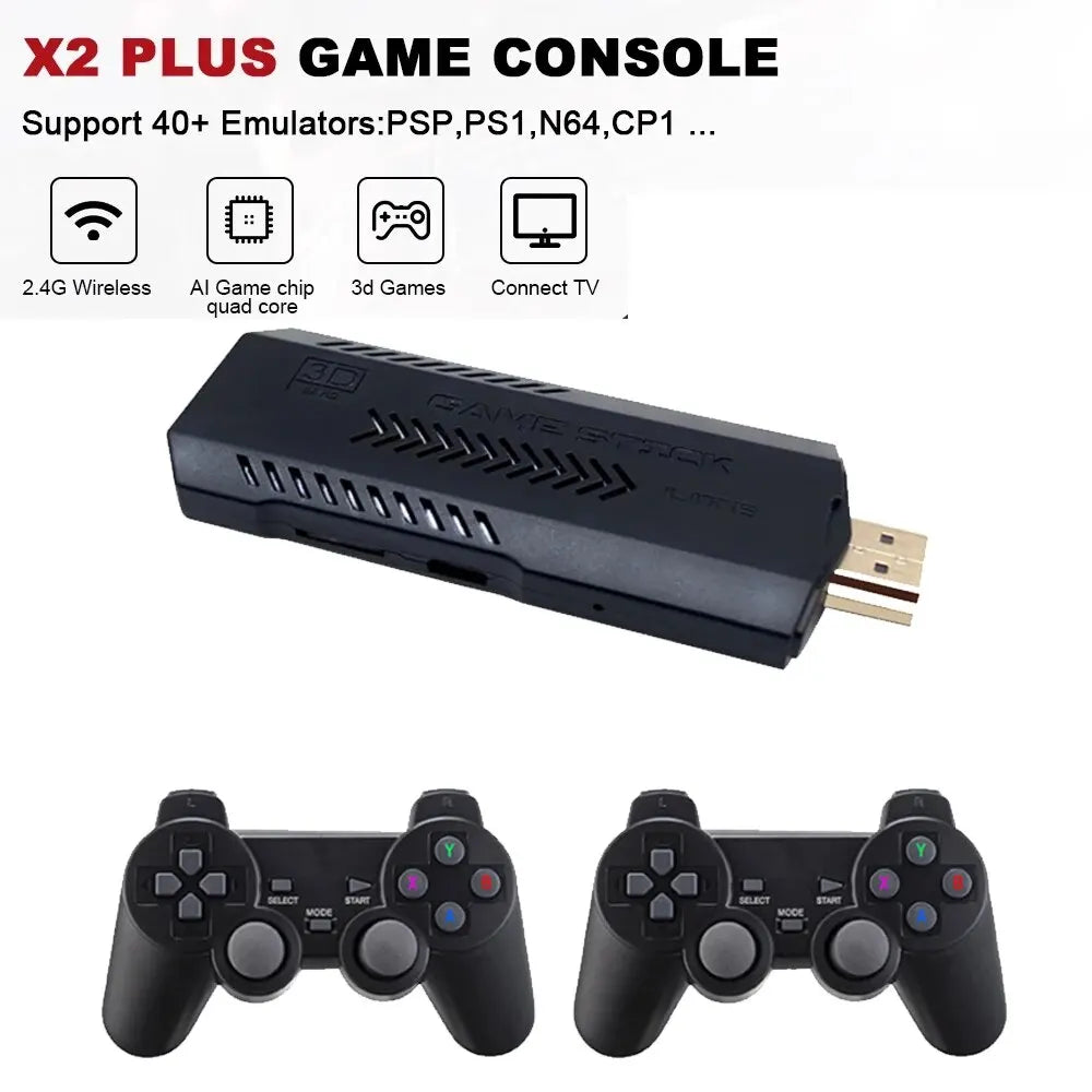 X2 Plus 256GB Game Console – GD10 Pro 4K Player with 50 Retro Games, 3D HD, Wireless Controller, TV Emulator, Ideal for Kids' Gifts